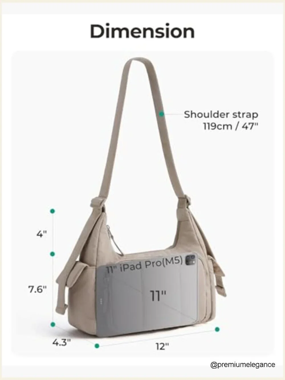 6L Crossbody Puffer Hobo Bag with Adjustable Strap, Nylon, Lightweight